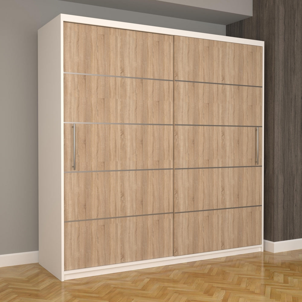 Dulap încăpător cu livrare gratuită de la Mobila Domardo, cu finisaj lemn natural și design modern