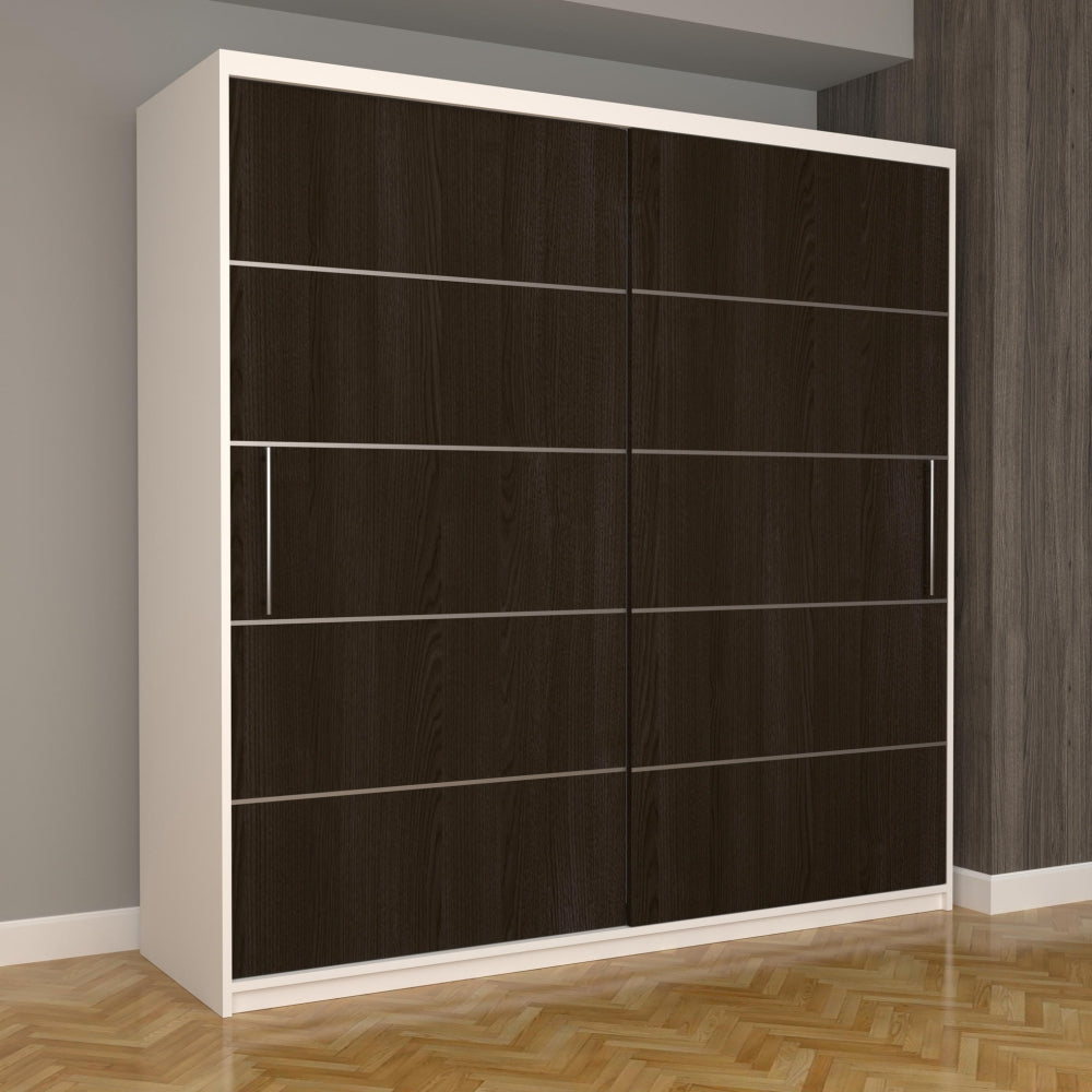 Dulap încăpător cu livrare gratuită din lemn alb și maro închis, design modern și spațiu mare de depozitare