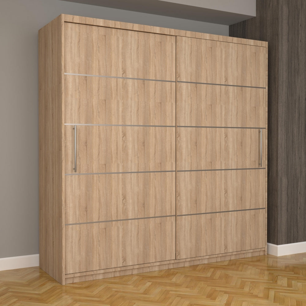 Dulap încăpător cu livrare gratuită din lemn deschis, cu două uși glisante și design modern Mobila Domardo